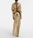 Roberto Cavalli Asymmetric silk-blend lamé gown