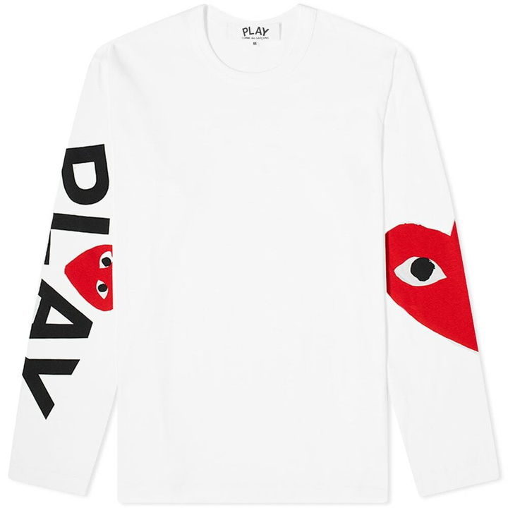 Photo: Comme des Garçons Play Men's Long Sleeve Arm Logo & Heart T-Shirt in White