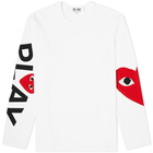 Comme des Garçons Play Men's Long Sleeve Arm Logo & Heart T-Shirt in White