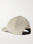 Brunello Cucinelli - Logo-Embroidered Leather-Trimmed Linen Baseball Cap - Neutrals