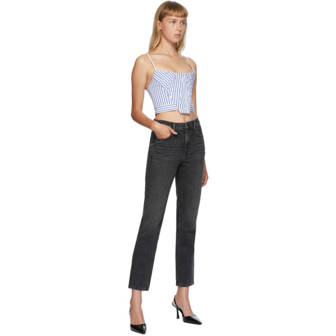 Alexander Wang Cropped Striped Cotton Bustier Shirt