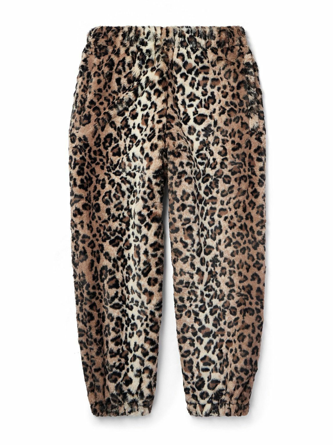 Wacko Maria - Tapered Leopard-Print Faux Fur Sweatpants - Neutrals ...