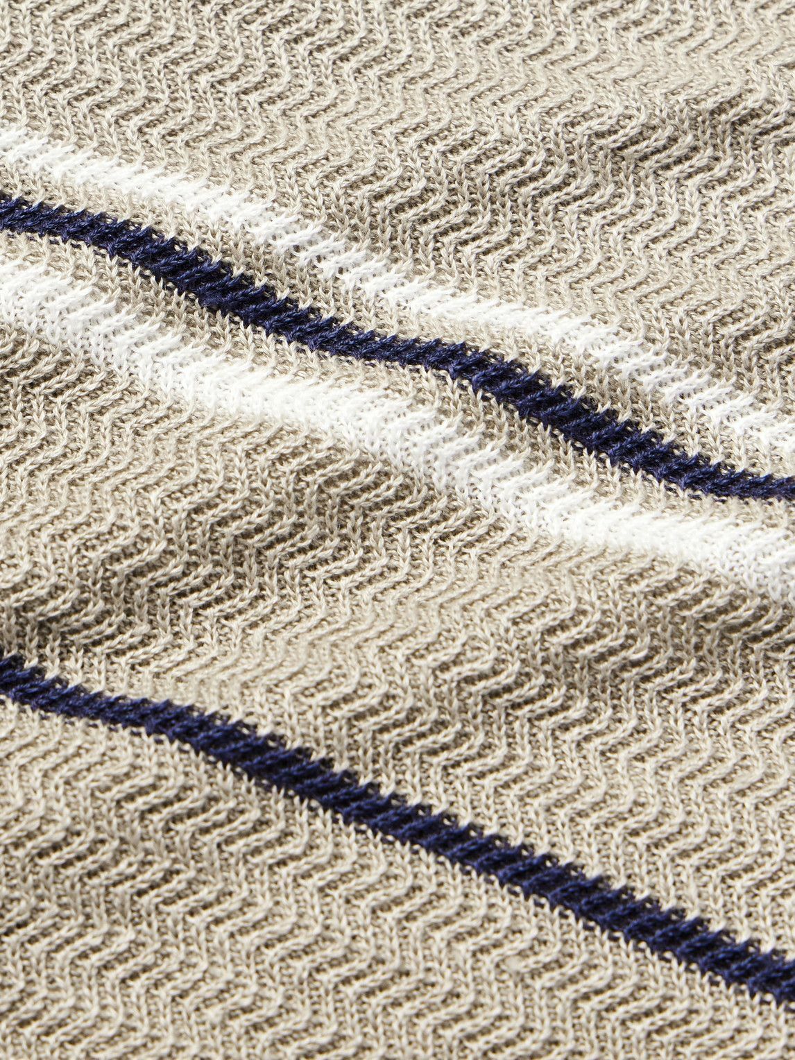 Loro Piana - Striped Herringbone Linen T-Shirt - Neutrals