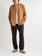 Auralee - Checked Silk and Cotton-Blend Flannel Shirt - Orange