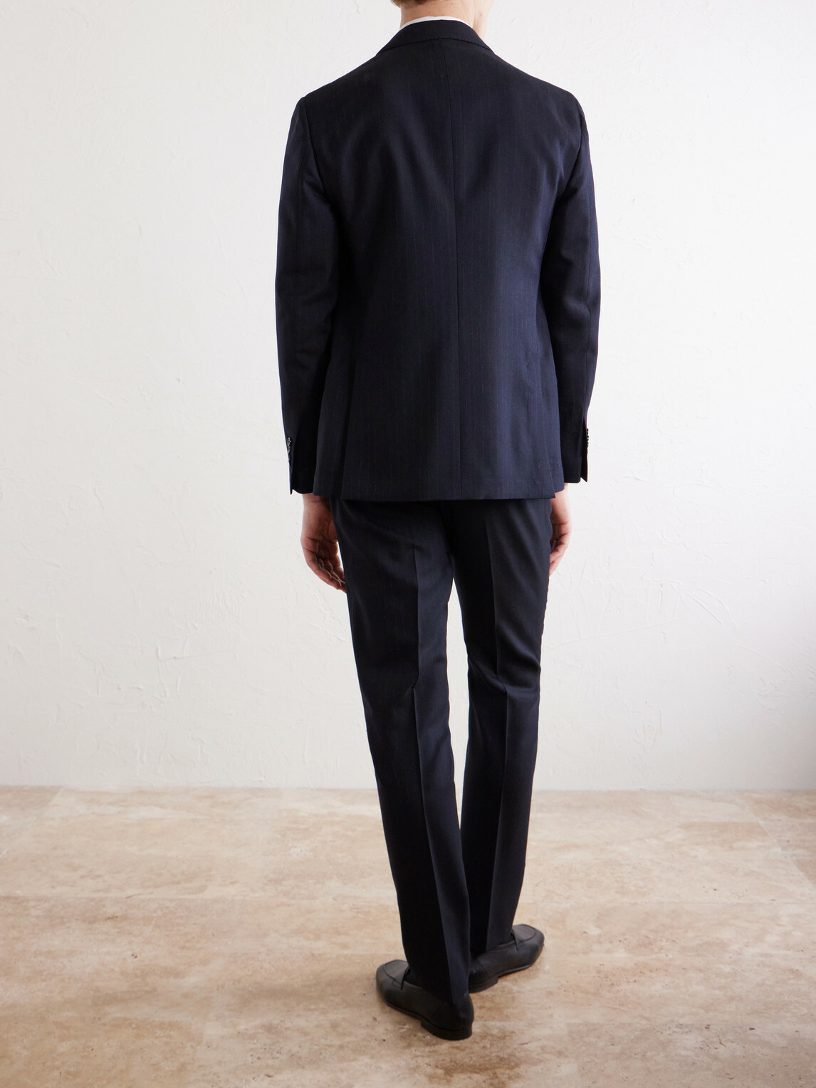 Lardini - Double-Breasted Pintriped Wool Suit Jacket - Blue