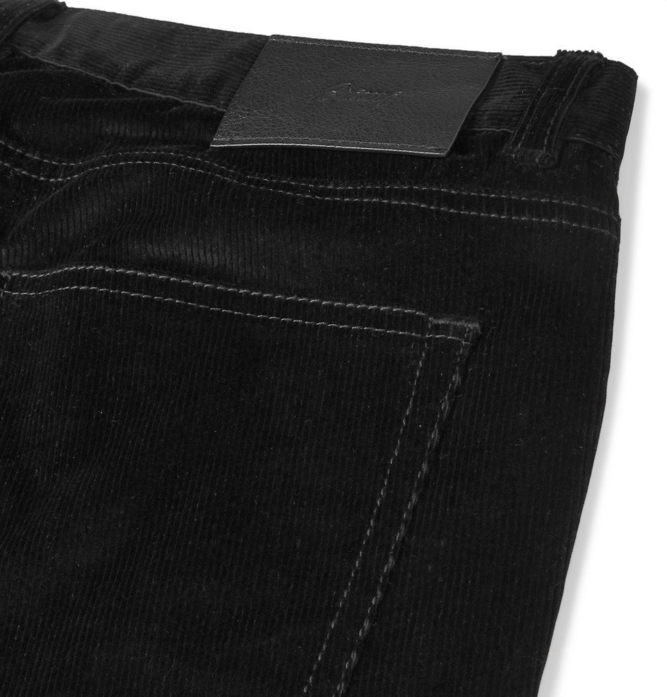 Brioni - Slim-Fit Stretch-Cotton Corduroy Trousers - Men - Black Brioni