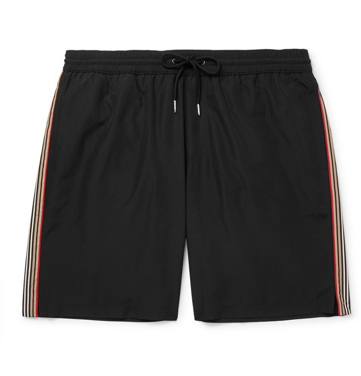 Photo: Burberry - Mid-Length Striped Shell Swim Shorts - Black
