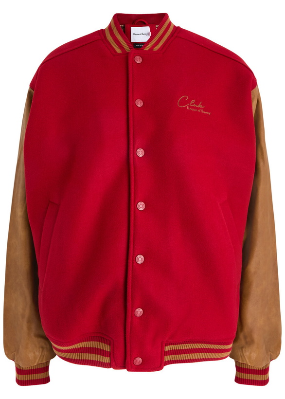 Photo: House OF Sunny The Club Panelled Felt Varsity Jacket Red