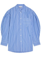 Ganni Striped Cotton-poplin Shirt Navy