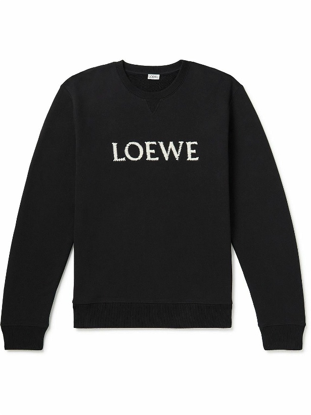 Photo: Loewe - Logo-Embroidered Cotton-Jersey Sweatshirt - Black