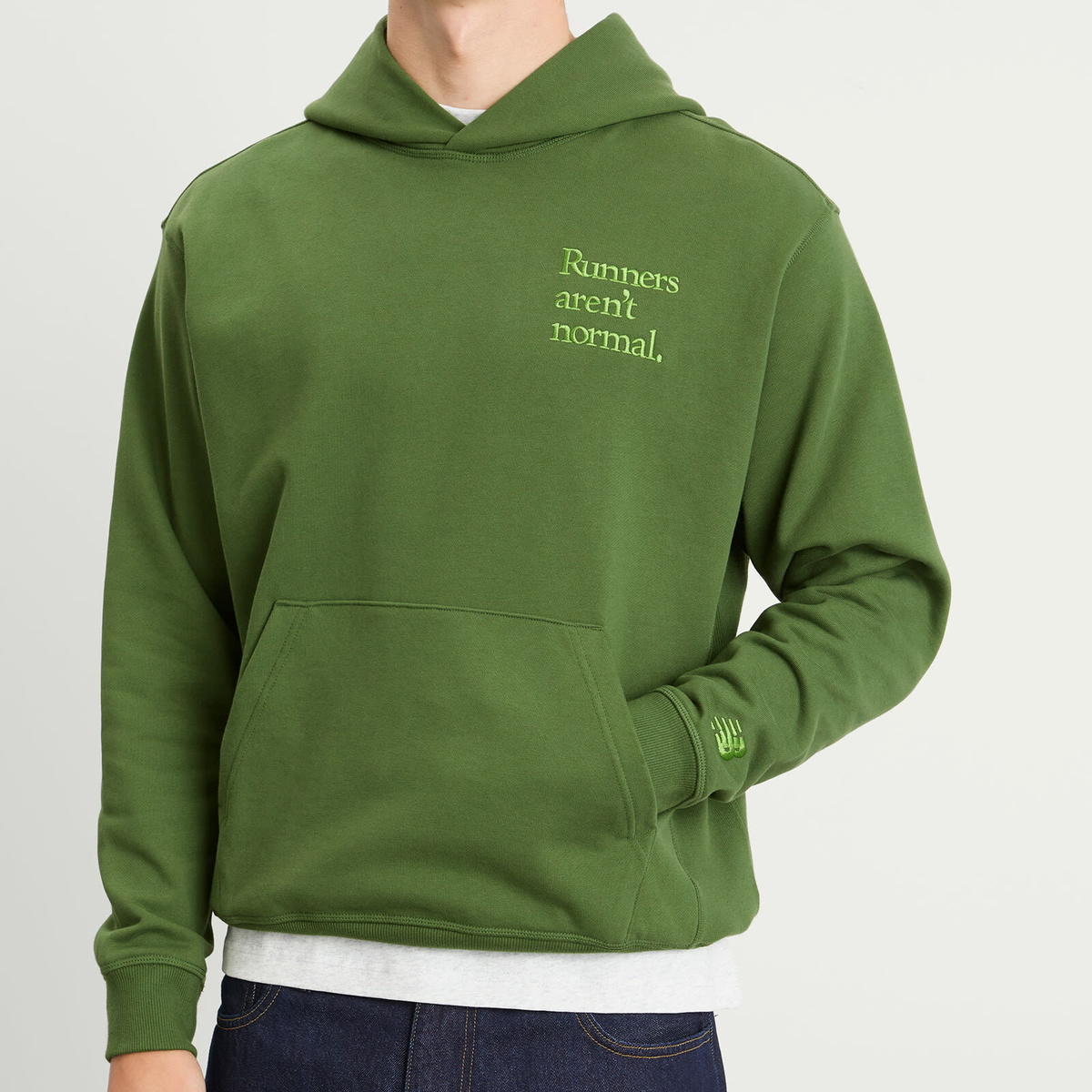 New Balance Men's Athletics Runners Arent Normal Hoodie in Dark Alpine Green