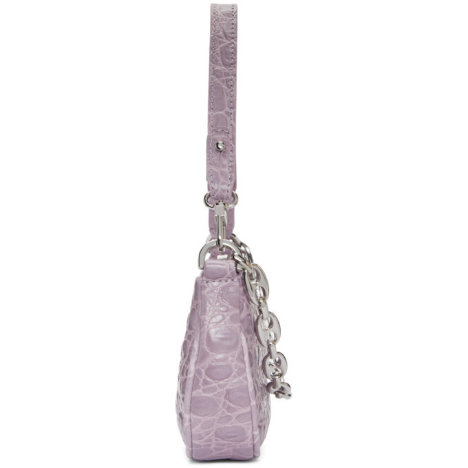 BY FAR Purple Croc Rachel Mini Bag