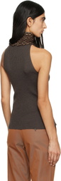 McQueen Brown Knit Feathers Top