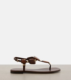 Gianvito Rossi Beaded leather thong sandals