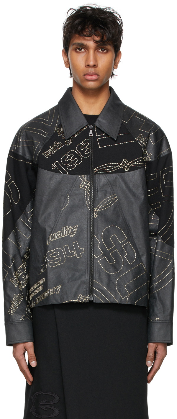 NAMESAKE SSENSE Exclusive Black Pulp Leather Monica Short Blouson