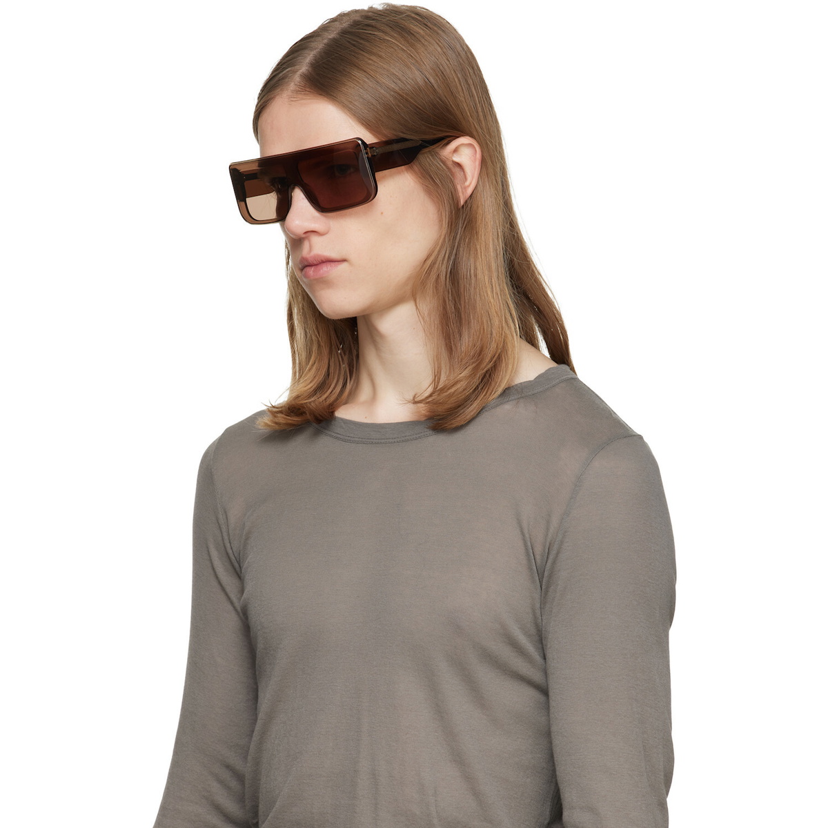 Rick Owens Brown Tower Documenta Sunglasses