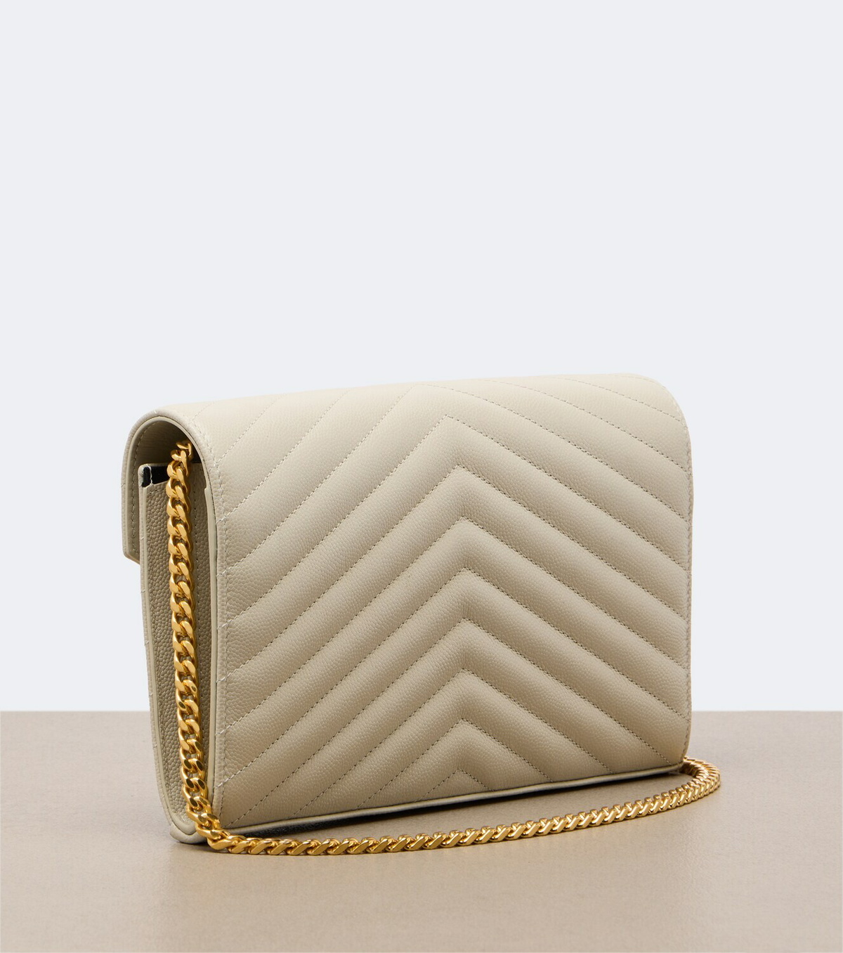 Saint Laurent Cassandre matelassé leather wallet on chain