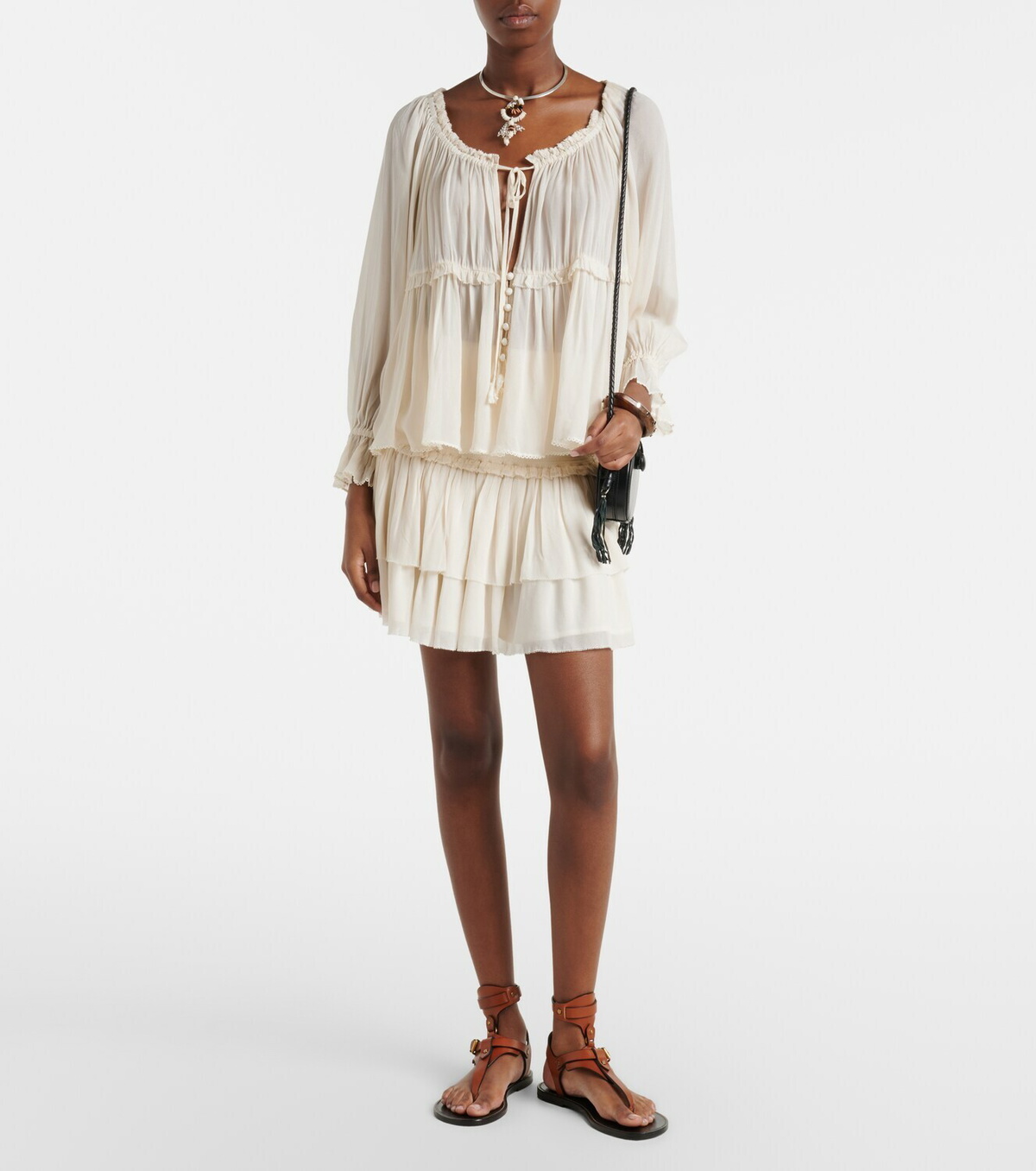 Poupette St Barth Farrah tiered miniskirt