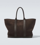Tom Ford Leather-trimmed suede tote bag