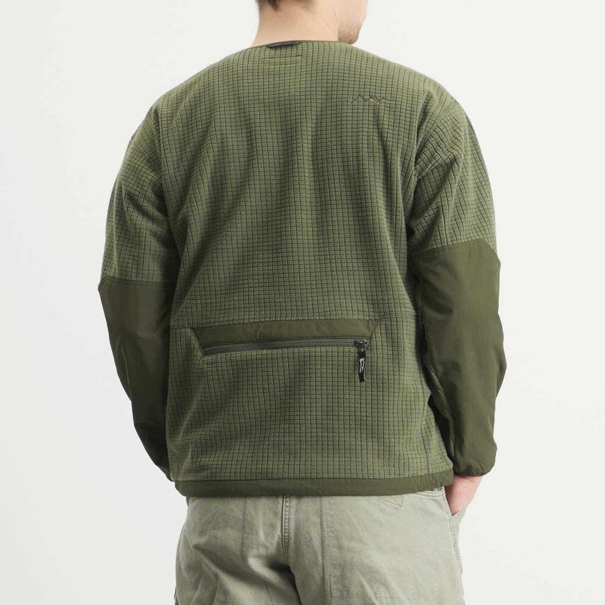 Manastash Men's Grid Fleece Crew Sweat in Olive