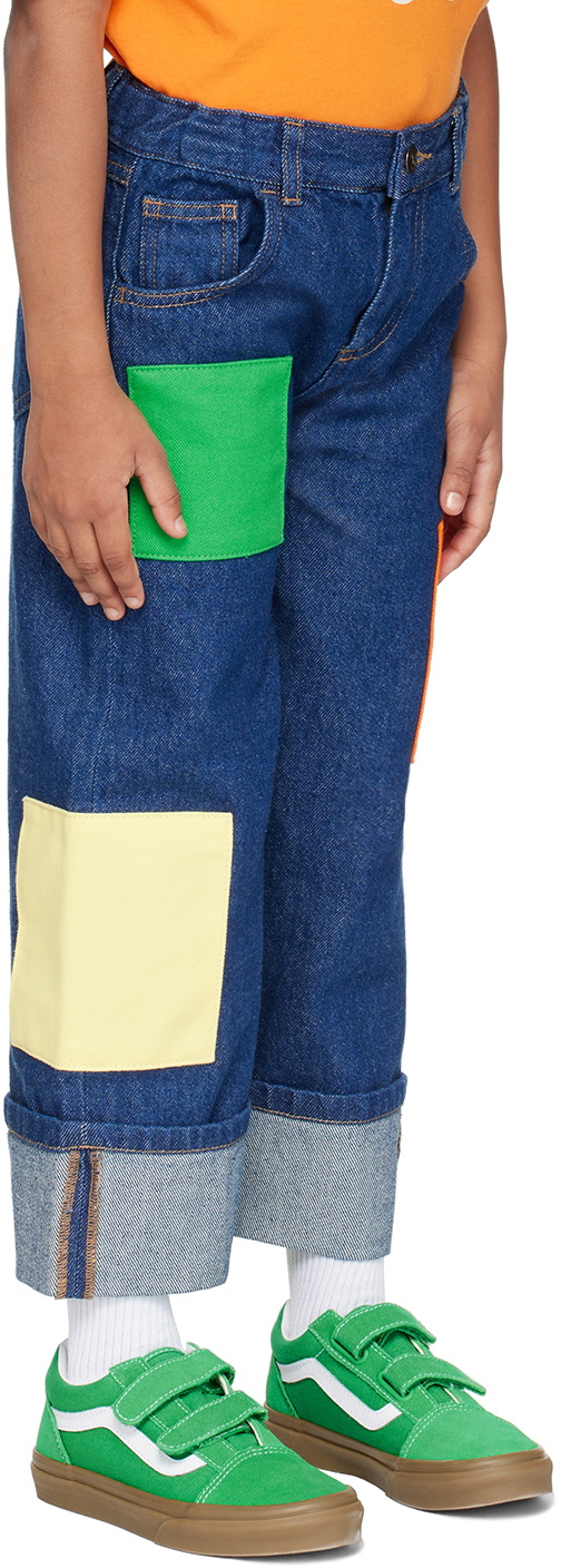 Bobo Choses Kids Indigo Color Block Jeans