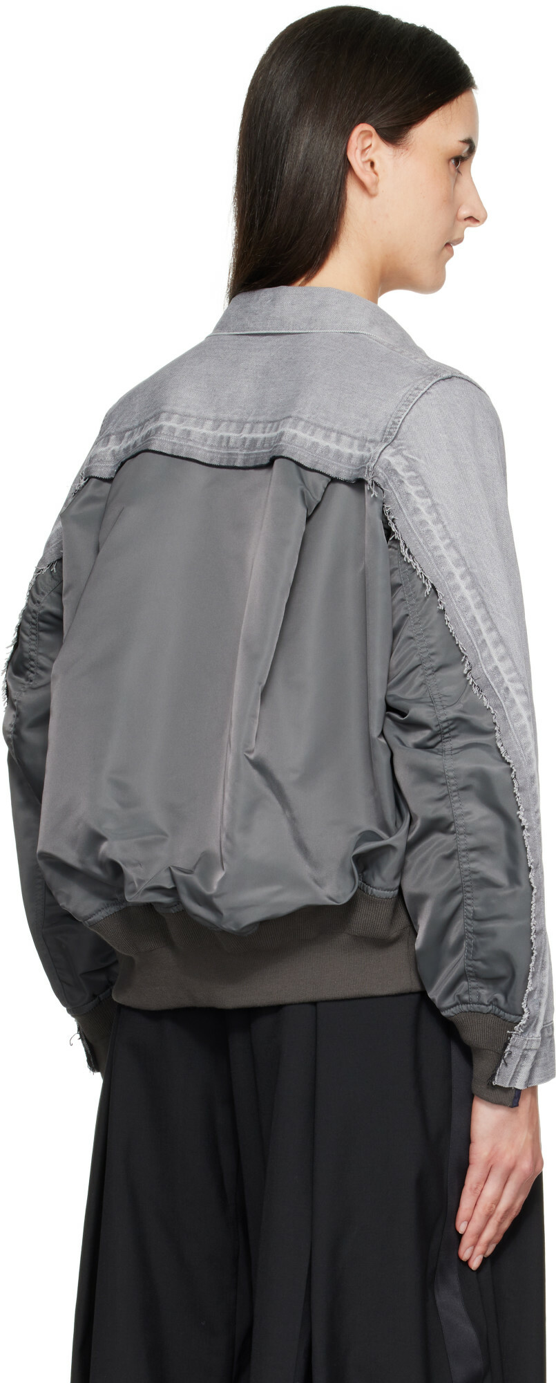 sacai Gray Nylon Twill x Denim Jacket