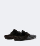 Gucci Horsebit shearling-lined leather mules