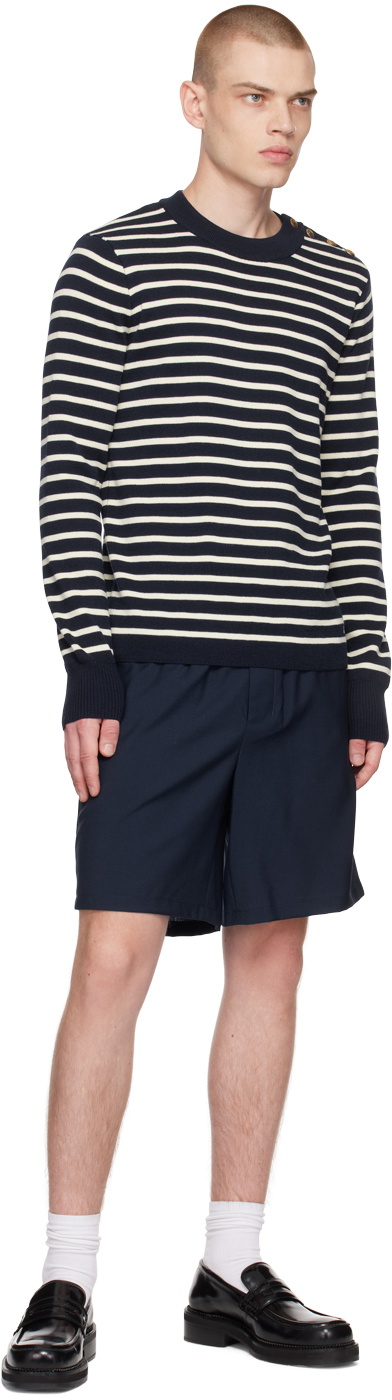 AMI Alexandre Mattiussi Navy Embroidered Sweater