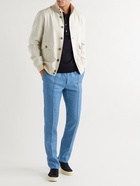 BRIONI - Sidney Tapered Linen Drawstring Trousers - Blue