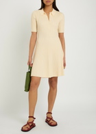 Paige Olie Ribbed Knit Mini Polo Dress Beige