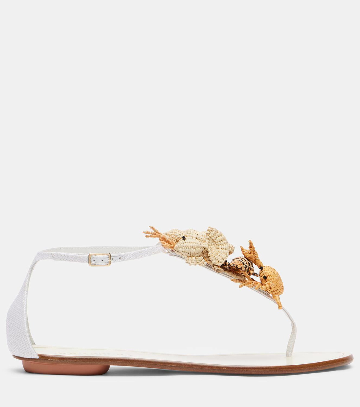 Aquazzura Marea raffia and leather thong sandals