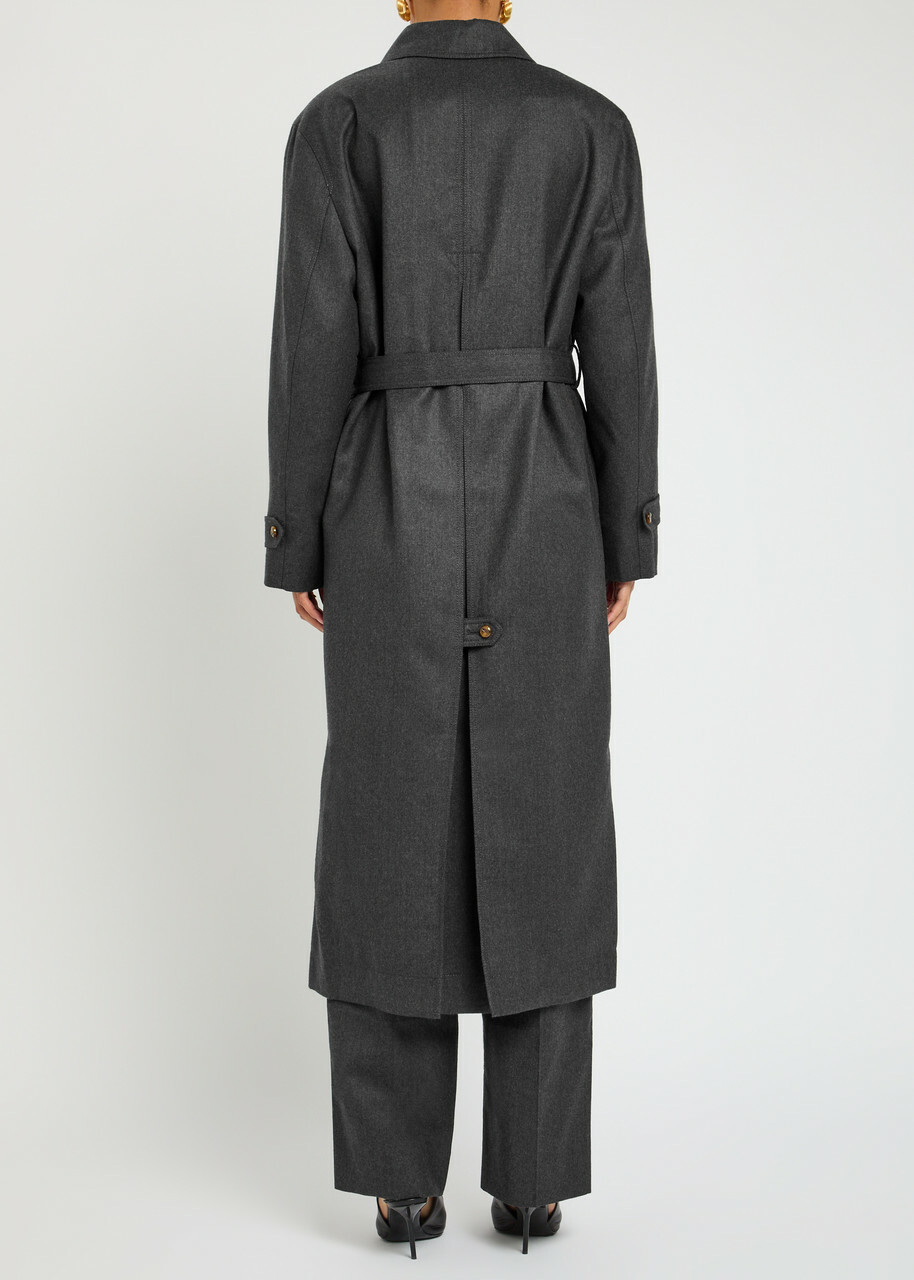 Blaze Milano Basotto Belted Wool Trench Coat Grey
