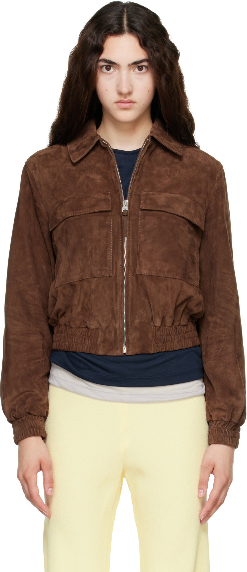 MACKAGE Brown Senka-SU Patch Pocket Suede Jacket