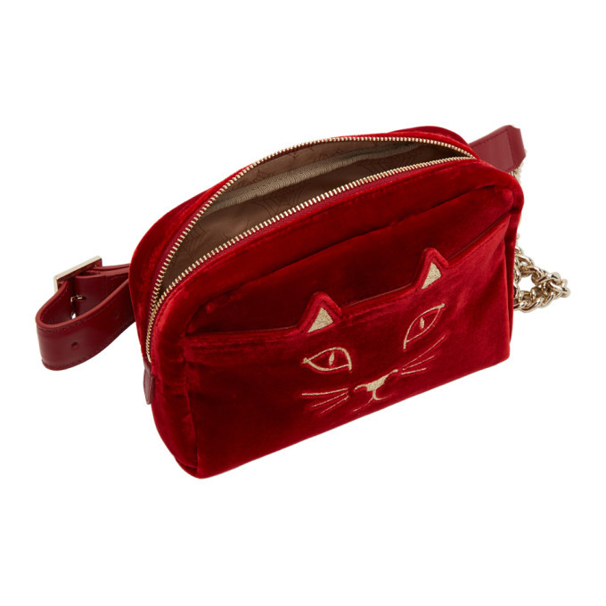 Charlotte Olympia Red Velvet Purrrfect Belt Bag