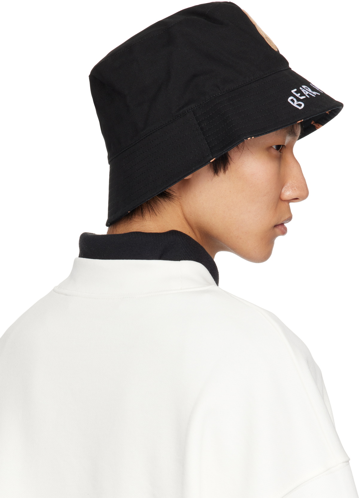 Palm Angels Black 'Bear In Mind' Bucket Hat