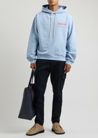 Marni Logo Hooded Cotton Sweatshirt Light Blue