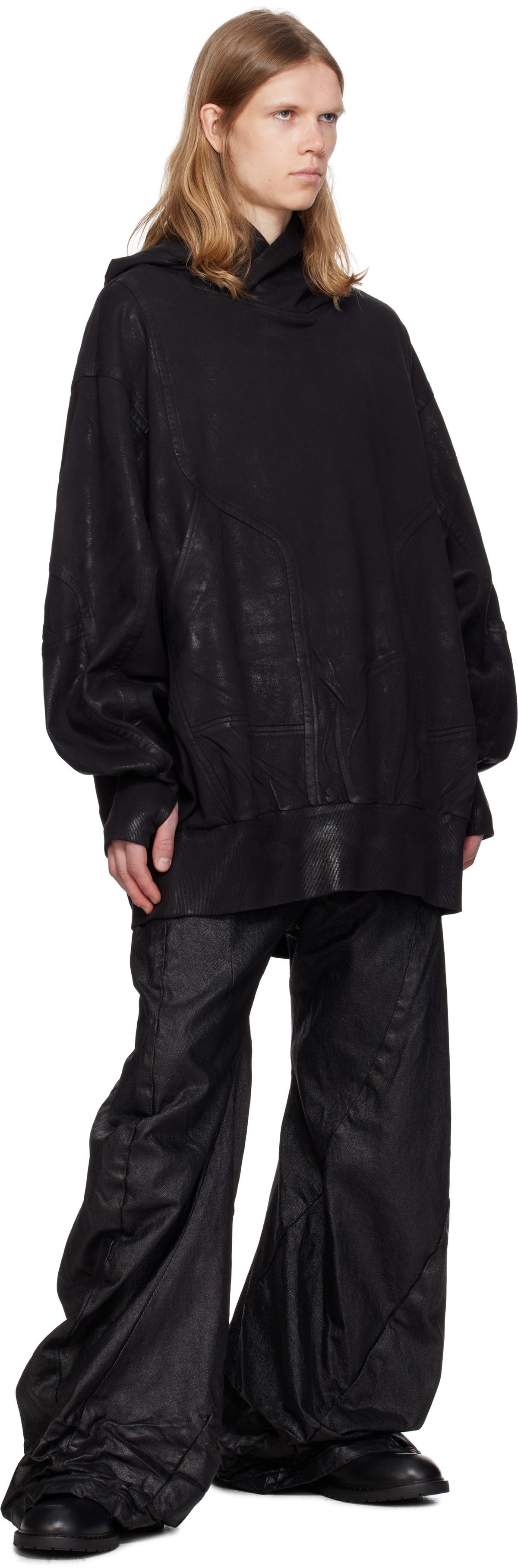 Julius Black Coated Ilium Hoodie