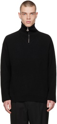 Solid Homme Black Half-Zip Sweater