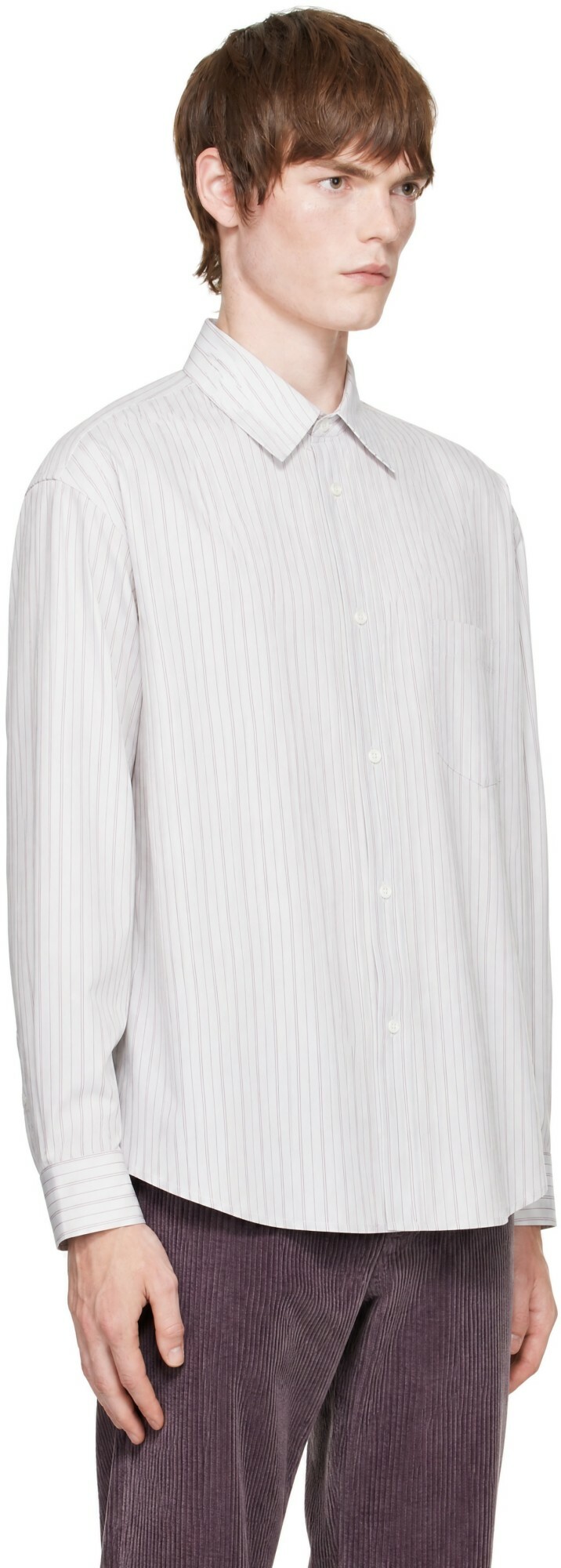 Marni White Techno Poplin Thin Stripe Shirt