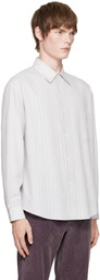 Marni White Techno Poplin Thin Stripe Shirt