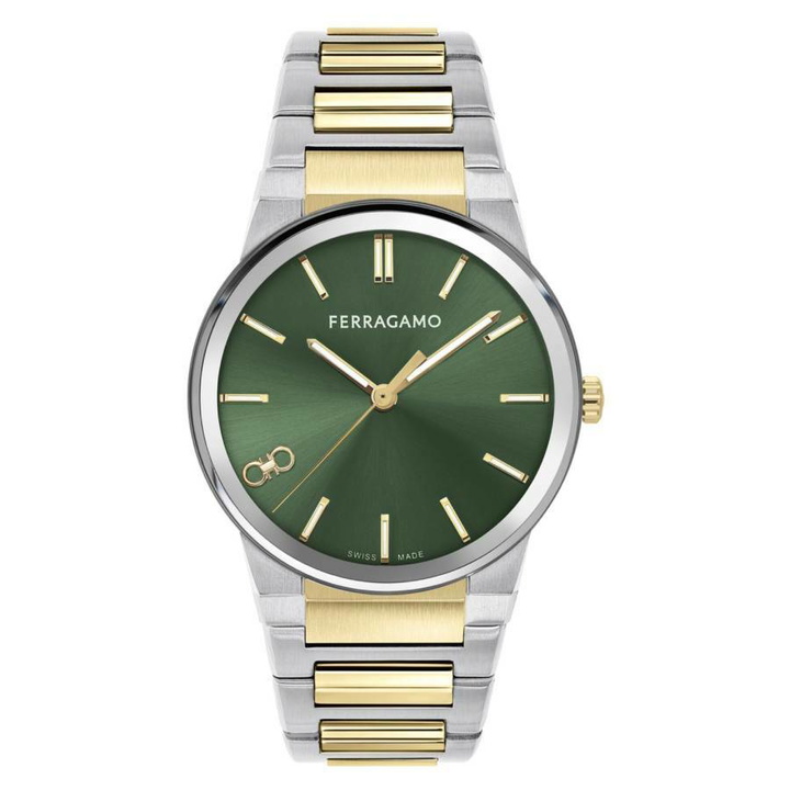 Photo: Ferragamo Infinity Sapphire Quartz Green Dial Mens Watch SFST00324