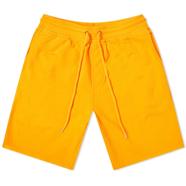 Photo: Colorful Standard Men's Classic Organic Sweat Short in Sunny Orange