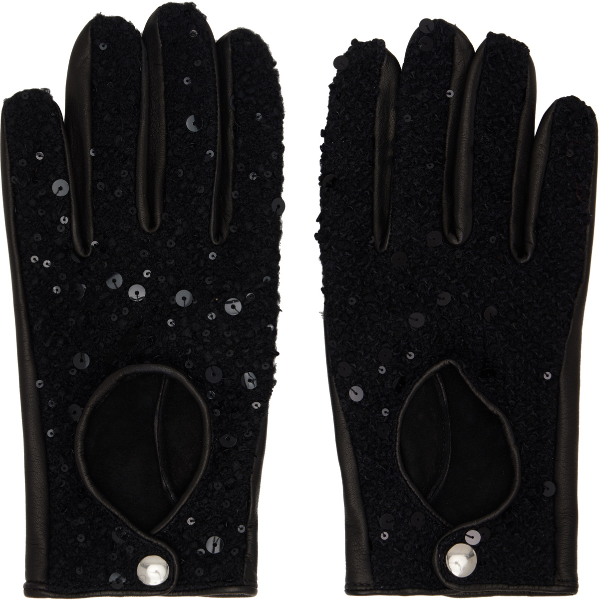 Ernest W. Baker Black Leather Faux-Fur Gloves Ernest W. Baker