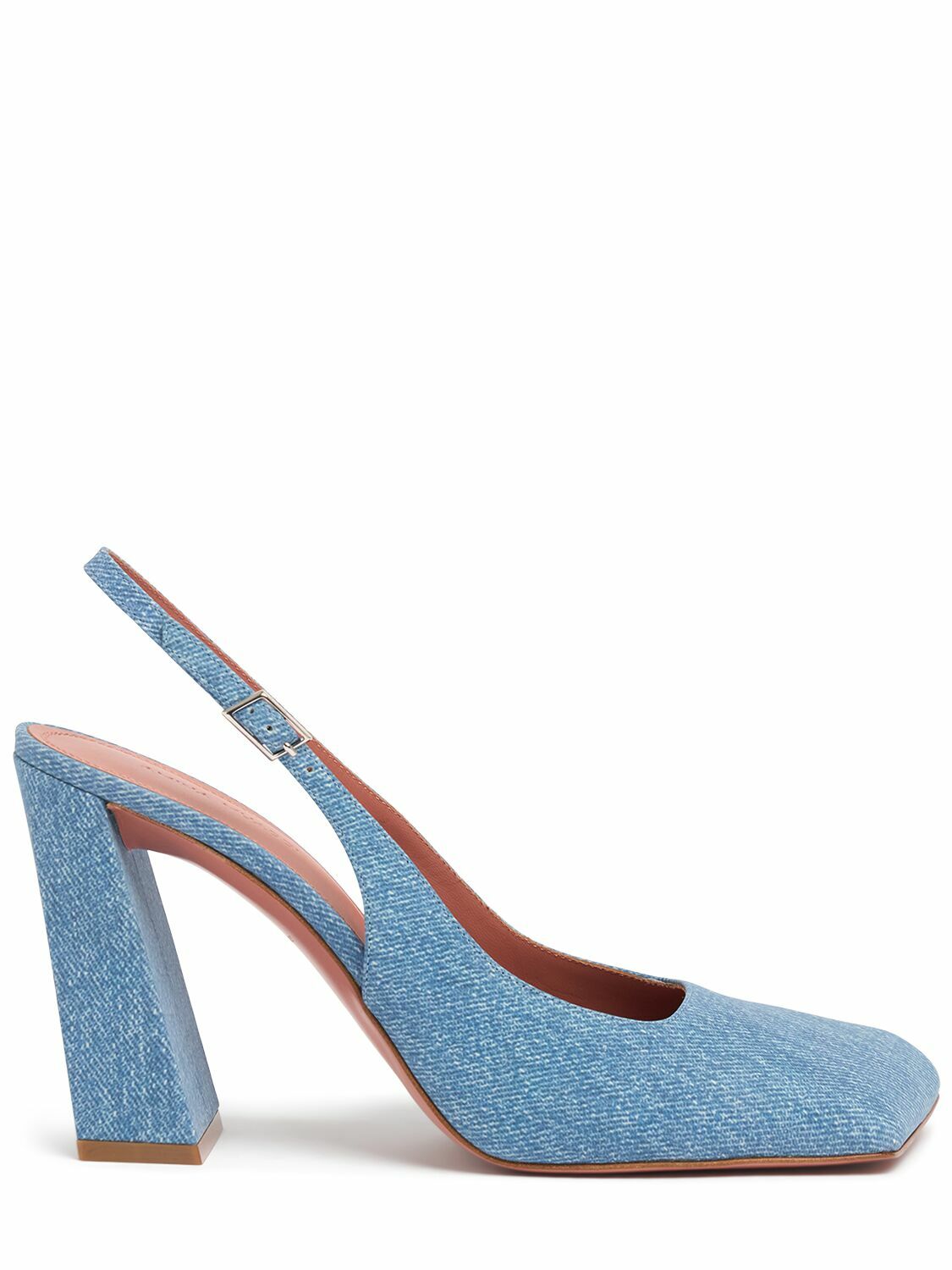 AMINA MUADDI◆Charlotte スリング スエード プリント デニム 95 AMINA MUADDI 95mm Charlotte Denim Print Slingbacks Amina Muaddi