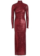 Needle & Thread Malia Sequin-embellished Tulle Gown Dark Red