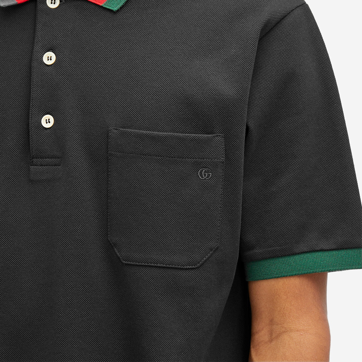 Gucci Men's GRG Collar Polo in Black