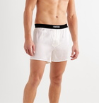 TOM FORD - Velvet-Trimmed Stretch-Silk Satin Boxer Shorts - Neutrals