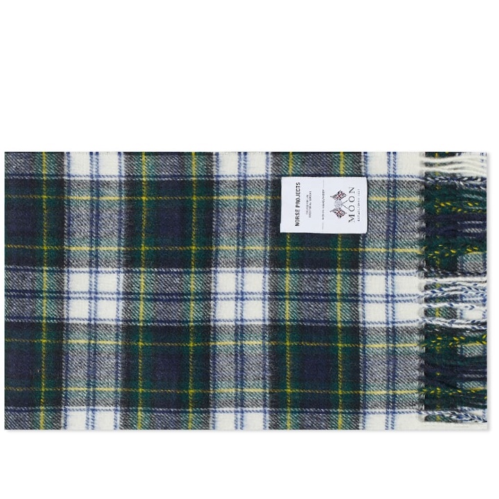 Photo: Norse Projects Men's Moon Checked Lambswool Scarf in Varsity Green