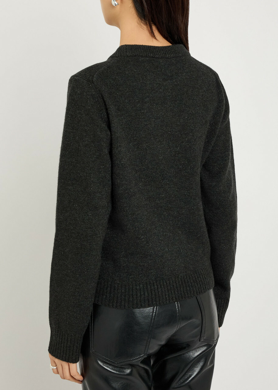 Ganni Logo-intarsia Wool-blend Jumper Black