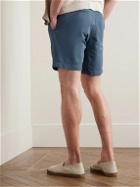 Boglioli - Straight-Leg Cotton and Linen-Blend Gabardine Shorts - Blue